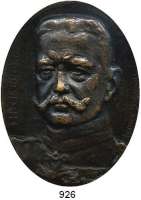 M E D A I L L E N,Weltkrieg  Einseitige Bronzeplakette o.J. (Luise Schmidt).  Paul von Hindenburg.  109 x 83 mm;  Eisenmedaille 1914 Paul von Breitenbach.  50,2 mm und Eisengußmedaille 1916 (Hosaeus).  Gold gab ich zur Wehr..... 39,7 mm.  LOT 3 Stück.