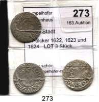 Deutsche Münzen und Medaillen,Riga, Stadt Gustav II. Adolf 1621 - 1632 3 Pölcker 1622, 1623 und 1624.  LOT 3 Stück.