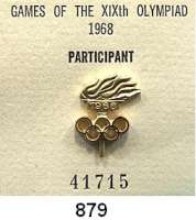 M E D A I L L E N,Olympiade Mexiko 1968 IOC-Teilnehmernadel 