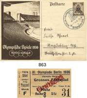 M E D A I L L E N,Olympiade Berlin 1936 Eintrittskarte zur Vorprobe 