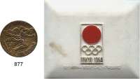 M E D A I L L E N,Olympiade Tokio 1964 Bronzemedaille 1964.  Erinnerungsmedaille. Im Originaletui mit Begleitzettel.  30 mm.  15,69 g.