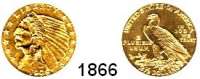 AUSLÄNDISCHE MÜNZEN,U S A  2 1/2 Dollars 1909.  (3.77g fein).  Schön 138.  KM 128.  Fb. 120.  GOLD