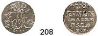 Deutsche Münzen und Medaillen,Mecklenburg - Strelitz Adolf Friedrich III. 1708 - 1752 1/48 Taler 1751 HCB.  1,36 g.  Kunzel 569 D.  Schön 23.