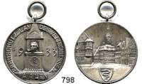 M E D A I L L E N,Schützen Aalen Versilberte Medaille 1933.  Bahnschütz - Landeswettschießen.  Mit Öse.  34,1 mm.  15,42 g.