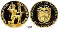 AUSLÄNDISCHE MÜNZEN,Panama  500 Balboas 1975.  (37,53g fein).  500. Geburtstag von Vasco Nunez des Balboa.  Schön 42.  KM 42.  Fb. 2.  GOLD
