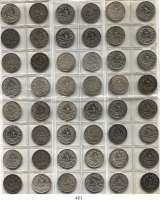 R E I C H S M Ü N Z E N,Kleinmünzen  1/2 Mark 1905 A bis 1919 A.  LOT 48 Stück (45 verschiedene).  Jaeger 16.