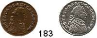 Deutsche Münzen und Medaillen,Jever Friedrich August von Anhalt - Zerbst 1747 - 1793 1 Heller 1764 (vz, zaponiert) und 12 Groot 1764 (ss).  Schön 1 und 5.  LOT 2 Stück.