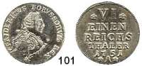 Deutsche Münzen und Medaillen,Preußen, Königreich Friedrich II. der Große 1740 - 1786 1/6 Taler 1751 A, Berlin. 5,47 g.  Kluge 86.1.  v.S. 244 b.  Olding 22.