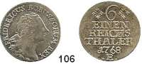 Deutsche Münzen und Medaillen,Preußen, Königreich Friedrich II. der Große 1740 - 1786 1/6 Taler 1768 E, Königsberg.  5,37 g.  Kluge 159.3.  v.S. 621.  Olding 117.