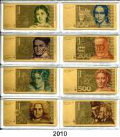 P A P I E R G E L D,BUNDESREPUBLIK DEUTSCHLAND Die DM Banknoten in reinstem Gold. Zum großen Währungs-Jubiläum