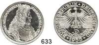 B U N D E S R E P U B L I K,  5 Mark 1955 G      Markgraf von Baden.