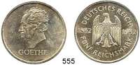 R E I C H S M Ü N Z E N,Weimarer Republik  5 Reichsmark 1932 D.  Jaeger 351.  Goethe.