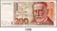 P A P I E R G E L D,BUNDESREPUBLIK DEUTSCHLAND 200 Deutsche Mark 2.1.1989. YA...D. Austauschnote. Ros. BRD-39 b.