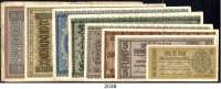 P A P I E R G E L D,Besatzungsausgaben des II. Weltkrieges Zentralnotenbank Ukraine 1942 1 bis 500 Karbowanez 10.3.1942 (ohne 2 Karbowanez). LOT 8 Scheine.