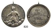 M E D A I L L E N,Schützen Eisenach Versilberte Medaille mit Öse 1923.  Schützengilde - Haltet aus im Sturmgebraus.  39,3 mm.  21,02 g.