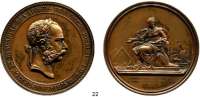 Österreich - Ungarn,Habsburg - Lothringen Franz Josef I. 1848 - 1916 Bronzemedaille 1869 (spätere Prägung, J. Tautenhayn). Zu seinem Besuch in Ägypten anläßlich der Eröffnung des Suez-Kanals. Kopf rechts. / Sitzende Göttin vor Pyramiden und Schiff. 71 mm. 140,8 g. Vgl. Wurzbach 2484.