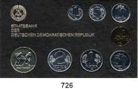 Deutsche Demokratische Republik,K U R S S Ä T Z E  Minisatz 1984.  1 Pfennig bis 2 Mark und Medaille 