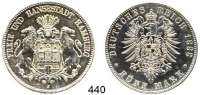 R E I C H S M Ü N Z E N,Hamburg  5 Mark 1888.  Jaeger 62.