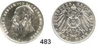 R E I C H S M Ü N Z E N,Sachsen - Meiningen Georg II. 1866 - 1914 2 Mark 1902.  Jaeger 151 b.