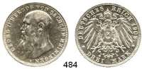 R E I C H S M Ü N Z E N,Sachsen - Meiningen Georg II. 1866 - 1914 3 Mark 1908.  Jaeger 152.