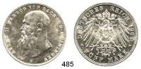 R E I C H S M Ü N Z E N,Sachsen - Meiningen Georg II. 1866 - 1914 5 Mark 1908.  Jaeger 153 b.