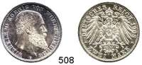 R E I C H S M Ü N Z E N,Württemberg, Königreich Wilhelm II. 1891 - 1918 2 Mark 1908.  Jaeger 174.