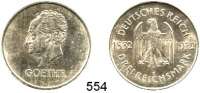 R E I C H S M Ü N Z E N,Weimarer Republik  3 Reichsmark 1932 E.  Jaeger 350.  Goethe.