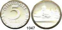 P O R Z E L L A N M Ü N Z E N,Münzen von anderen Deutschen Keramischen Fabriken Stuttgart 5 Mark 1921 weiß mit einer gelblichen Glasur überzogen.  Menzel 24603.1