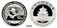 AUSLÄNDISCHE MÜNZEN,China 10 Yuan 2014. Panda - Internationale Gartenbauausstellung in Qingdao. Im Originaletui mit Zertifikat.