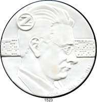 MEDAILLEN AUS PORZELLAN,Andere Hersteller Lettiner Porzellan Weiße Medaille 2010 (108 mm).  Konrad Zuse.  In Schachtel.
