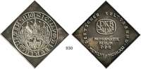 M E D A I L L E N,Numismatik  Silberklippe 1971 (Punze 900 im Feld).  Deutscher Kulturbund - Numismatik Berlin 1956/1971.  50 x 50 mm.  74,09 g.  Im Originaletui.