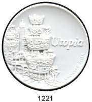 MEDAILLEN AUS PORZELLAN,Staatliche Porzellan-Manufaktur MEISSEN Dresden 2004 bis 2008 weiß (51 mm).  Dresdner Musikfestspiele.  Weigelt 11058, 11065, 11077, 11100 und 11109.  LOT 5 Stück.