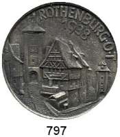 M E D A I L L E N,Städte Rothenburg o. d. T. Einseitige Weißmetall Ansteckplakette 1938.  (A. Rettenmaier Schwäb. Gmünd).  Altstadt.  42,7 mm.  19,79 g.