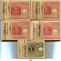 P A P I E R G E L D,Weimarer Republik 1 (88) und 2 (340) Mark 1.3.1920. (Originalbündel mit Banderole). Ros. DEU-189 und 191. LOT 428 Scheine.