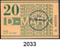P A P I E R G E L D,D D R Gefängnisgeld 1, 5, 10, 50 Pfennig, 1, 5, 10, 20 D-Mark 1.7.1990. Serie B. Die Markwerte sind gestempelt mit einem Rundstempel