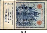 P A P I E R G E L D,K A I S E R R E I C H 100 Mark 7.2.1908. LOT 50 Scheine (Bündel mit Banderole; fortlaufende Nummern). Ros. DEU-31 b.