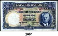 P A P I E R G E L D,AUSLÄNDISCHES PAPIERGELD Lettland 50 Latu 1934. Pick 20 a.