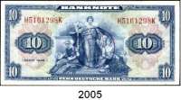 P A P I E R G E L D,BUNDESREPUBLIK DEUTSCHLAND 5 Pfennig bis 10 Mark 1948. Ros. (alt) 230, 232, 234, 235, 238, 239, 250, 251(2). Ros.(neu) WBZ-1, 2(Mittelknick, sonst kaum gebraucht), 3 a, 5, 11, 12 a, 12 b, 15 a, 17 a(Mittelknick, sonst kaum gebraucht). LOT 9 Scheine.