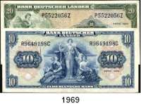 P A P I E R G E L D,BUNDESREPUBLIK DEUTSCHLAND 10 und 20 Deutsche Mark 22.8.1949. Ros.BRD-4 und 5. LOT 2 Scheine.