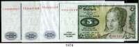 P A P I E R G E L D,BUNDESREPUBLIK DEUTSCHLAND 5(gebraucht) und 10(3) Deutsche Mark 2.1.1970. Ros. BRD-13 a, 14 a, 14 b(2). LOT 4 Scheine.