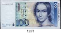 P A P I E R G E L D,BUNDESREPUBLIK DEUTSCHLAND 100 Deutsche Mark 2.1.1989. AD...D0. Ros. BRD-38 a.