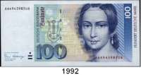 P A P I E R G E L D,BUNDESREPUBLIK DEUTSCHLAND 100 Deutsche Mark 2.1.1989. AA...U6. Ros. BRD-38 a.