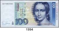 P A P I E R G E L D,BUNDESREPUBLIK DEUTSCHLAND 100 Deutsche Mark 2.1.1989. AS...N2. Ros. BRD-38 a.