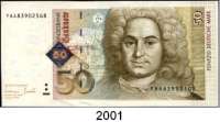 P A P I E R G E L D,BUNDESREPUBLIK DEUTSCHLAND  50 Deutsche Mark 2.1.1996.  YA...G.  Austauschnote.  Ros. BRD-53 b.