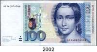 P A P I E R G E L D,BUNDESREPUBLIK DEUTSCHLAND 100 Deutsche Mark 2.1.1996. GA...N8. Ros. BRD-54 a.