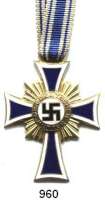 Orden, Ehrenzeichen, Militaria, Zeitgeschichte,Deutschland Drittes Reich Mutterkreuz in Gold am Band.  Im Originaletui mit Herstellervermerk  R. Seiboth Gablonz a. N.