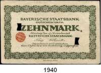 P A P I E R G E L D,Altdeutsche Staaten und Länderbanknoten BAYERN Bayerische Staatsbank, Nürnberg. 1/2(3), 1 und 10(gebraucht, entwertet) Mark 15.11.1918. Grab. BAY 26 b(Serie E/F/J), 27 b, 30 e. LOT 5 Scheine.