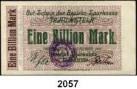 P A P I E R G E L D - N O T G E L D,Bayern Traunstein Bezirks-Sparkasse. 1 Billion Mark 9.11.1923. Keller 5189.i.