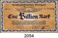 P A P I E R G E L D - N O T G E L D,Reichsbahn Stuttgart 5(2) Millionen Mark 18.8.1923. 50 Millionen Mark; 1 Milliarde Mark 26.9.1923. 50 Milliarden Mark 23.10.1923; 500 Milliarden Mark 30.10.1923; 1 Billion Mark 5.11.1923 und 5 Billionen Mark 9.11.1923. Müller/Geiger/Grabowski 021.3 a, 3 b, 5, 6, 8, 10 a, 11, 12. LOT 8 Scheine.