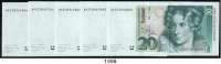 P A P I E R G E L D,BUNDESREPUBLIK DEUTSCHLAND 20 Deutsche Mark 1.8.1991. AA...A. Ros. BRD-42 a. LOT 5 Scheine mit fortlaufender KN.